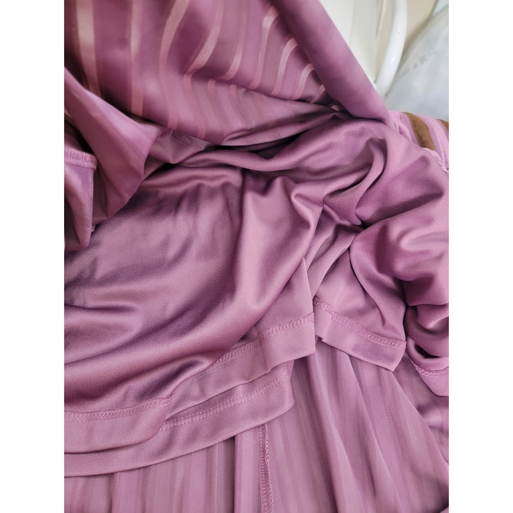 London Times Velvet Dress Women 8 Purple Brown Burnout Striped Retro Chic Y2K - Picture 4 of 9